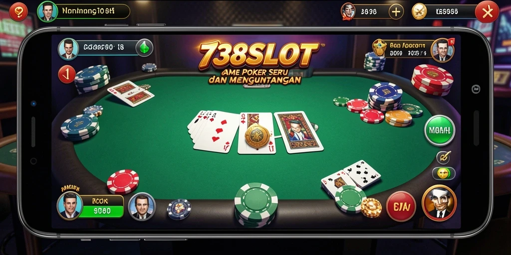 Tampilan gameplay Poker di 738SLOT yang menarik dan interaktif.