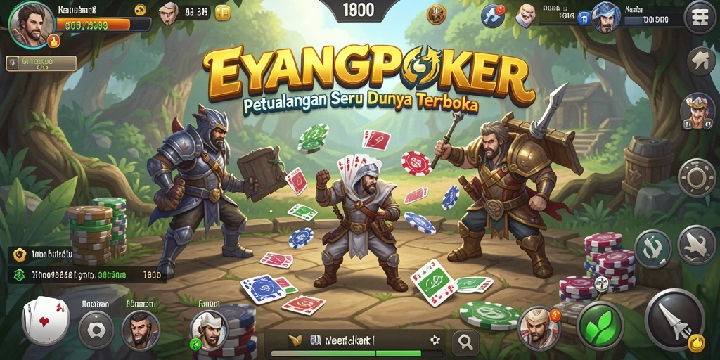 Screenshot gameplay EYANGPOKER menunjukkan petualangan seru di dunia terbuka.