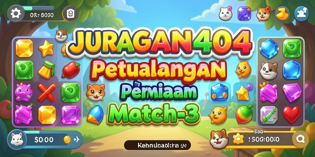 Tampilan gameplay seru dari JURAGAN404 dengan warna-warni menarik.