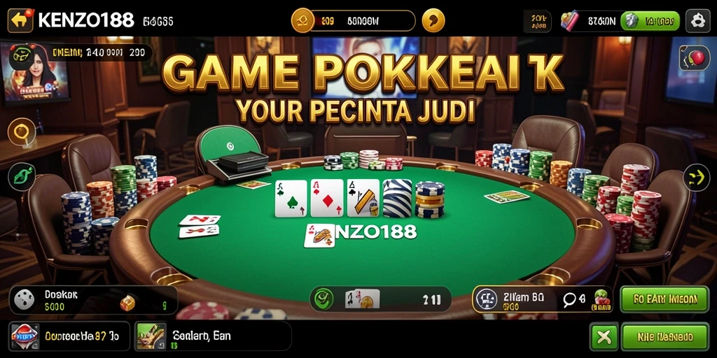 Tampilan gameplay poker yang mendebarkan di KENZO188.