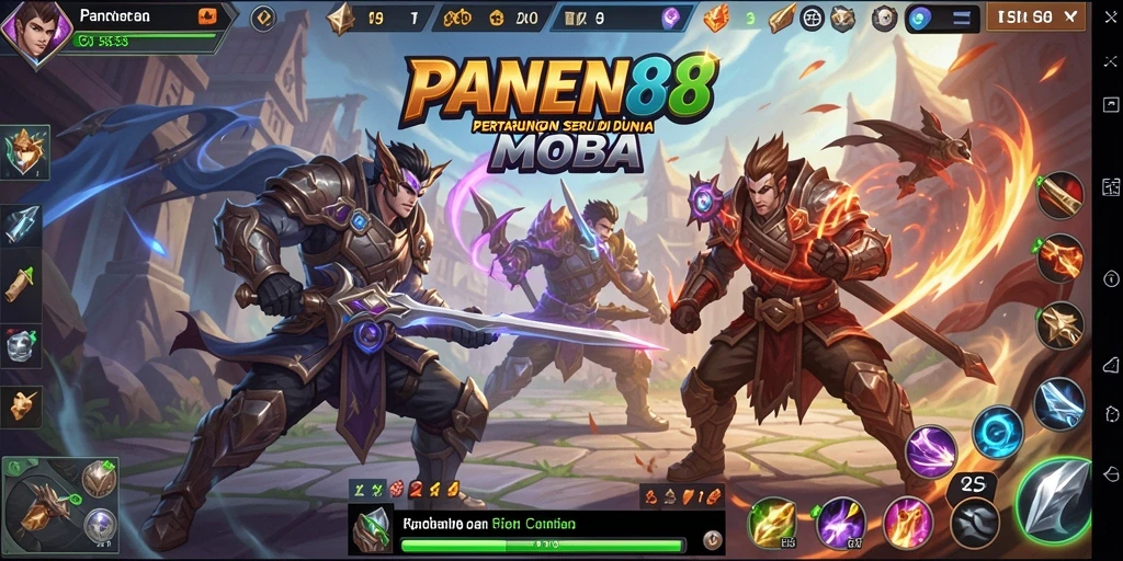 Tampilan seru pertarungan di arena MOBA PANEN88.