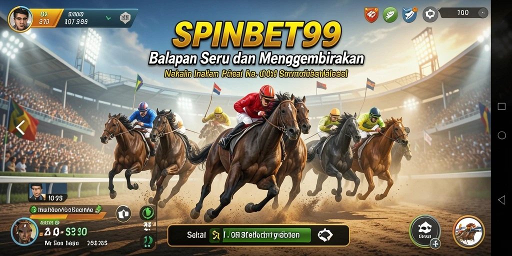 Screenshot gameplay SPINBET99 yang menunjukkan balapan seru dan mendebarkan.